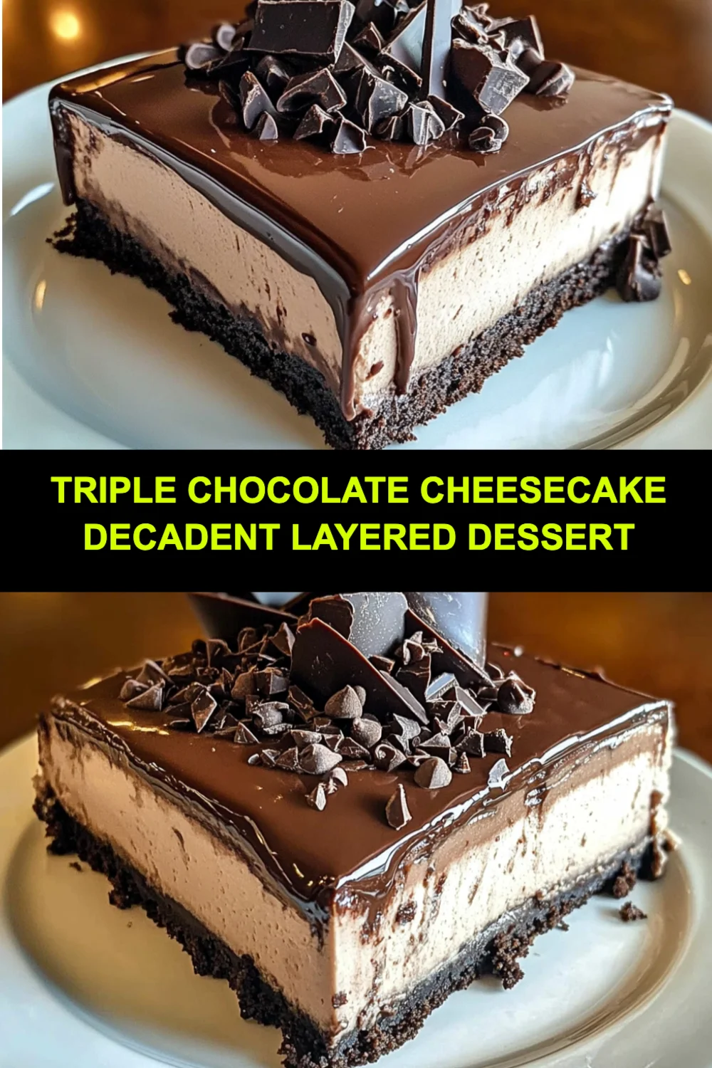 Triple Chocolate Cheesecake Decadent Layered Dessert