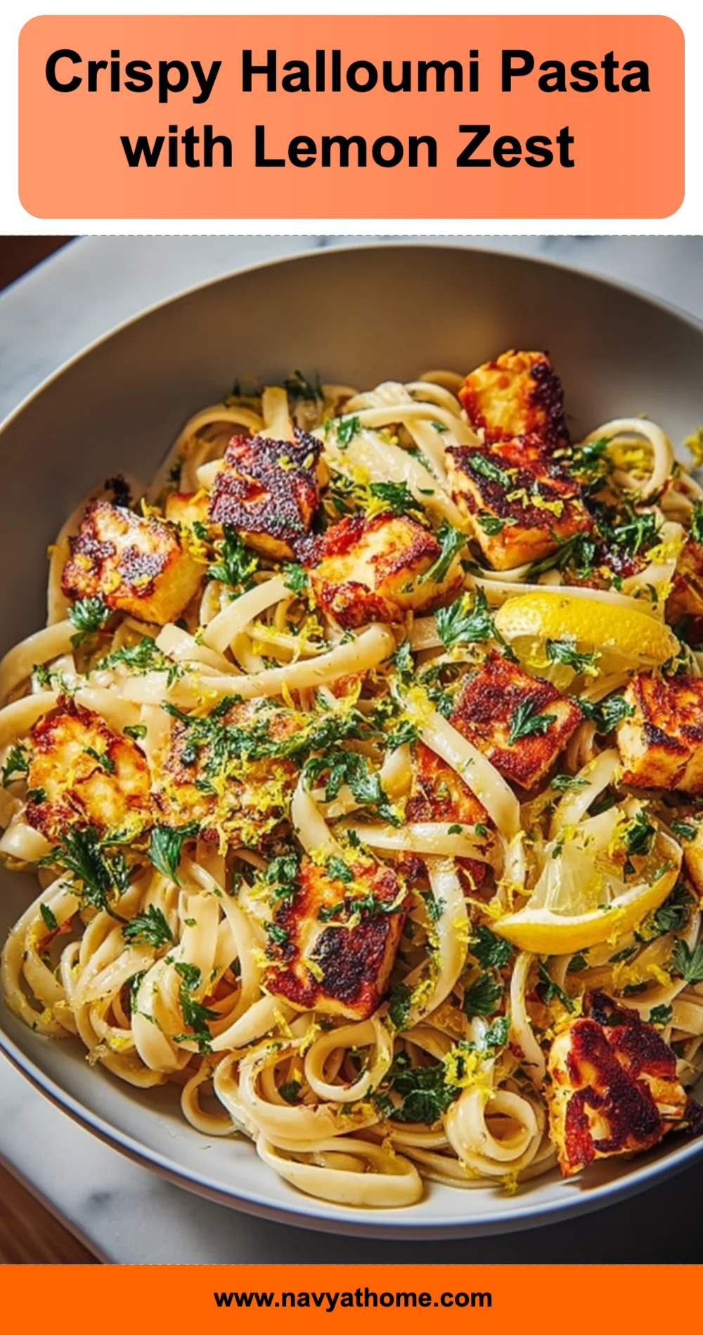 Crispy Halloumi Pasta with Lemon Zest Recipe