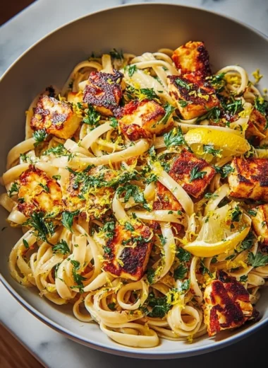 Crispy Halloumi Pasta with Lemon Zest Recipe