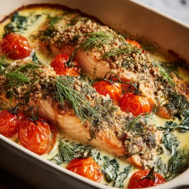 Deliciously Easy Creamy Boursin Salmon Bake Recipe
