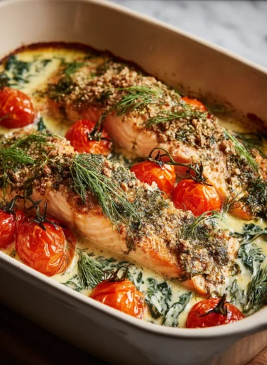Deliciously Easy Creamy Boursin Salmon Bake Recipe