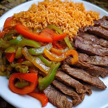 Deliciously Easy Steak Fajita Plate With Seasoned Rice Recipe