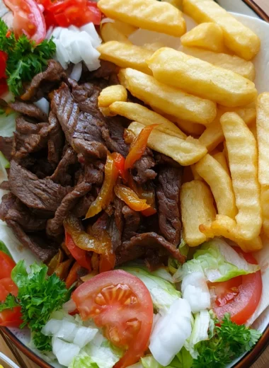 Ultimate Steak Fajita Plate with Fries & Fresh Salad Recipe