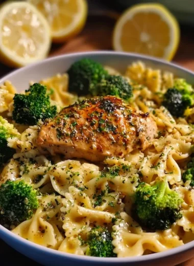 Cowboy Butter Lemon Bowtie Chicken with Broccoli Recipe