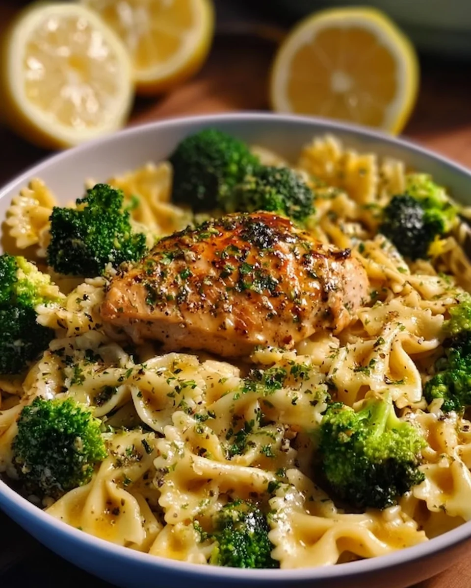Cowboy Butter Lemon Bowtie Chicken with Broccoli Recipe