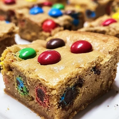 Deliciously Easy Chewy M&M Blondie Bars Recipe