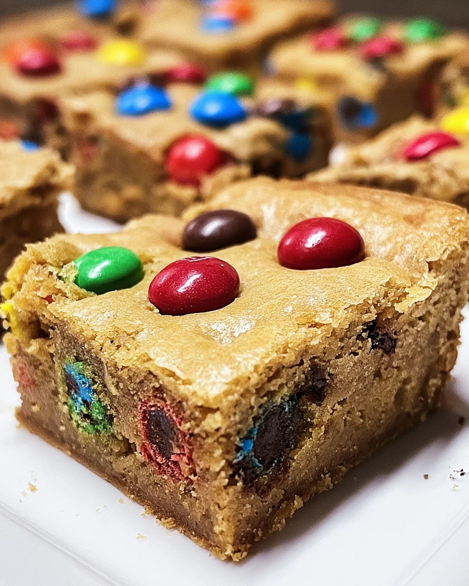 Deliciously Easy Chewy M&M Blondie Bars Recipe
