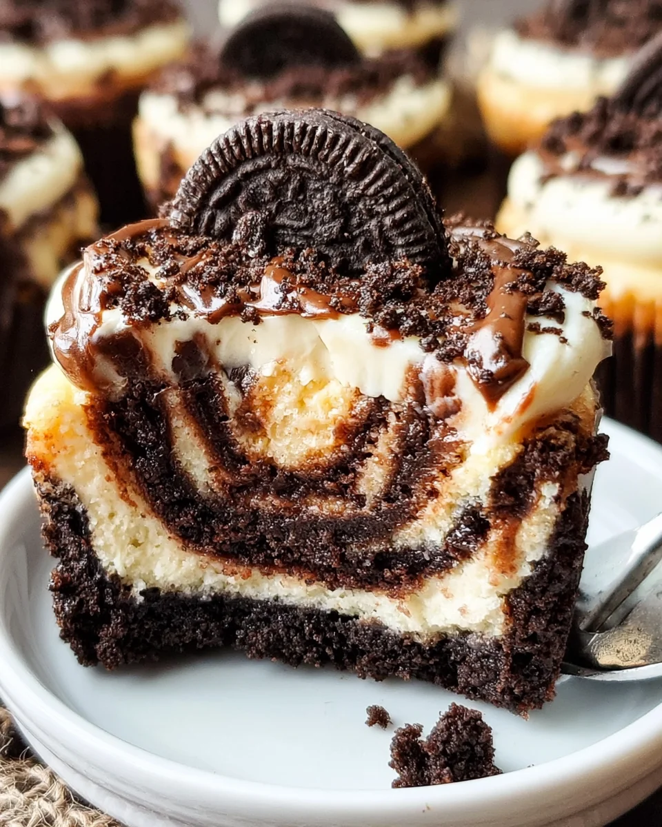 Fudge Swirled Oreo Bottom Cheesecake Cupcakes Recipe