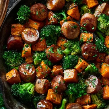 Honey Garlic Sausage and Sweet Potato Sheet Pan Dinner Recipe