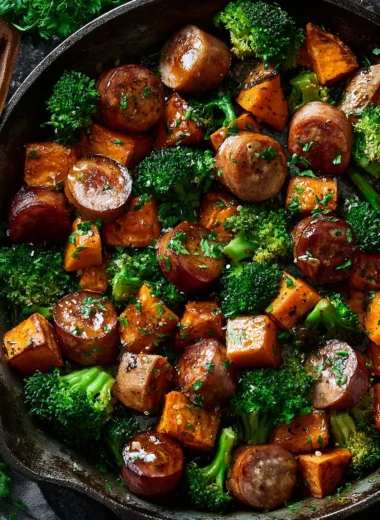 Honey Garlic Sausage and Sweet Potato Sheet Pan Dinner Recipe