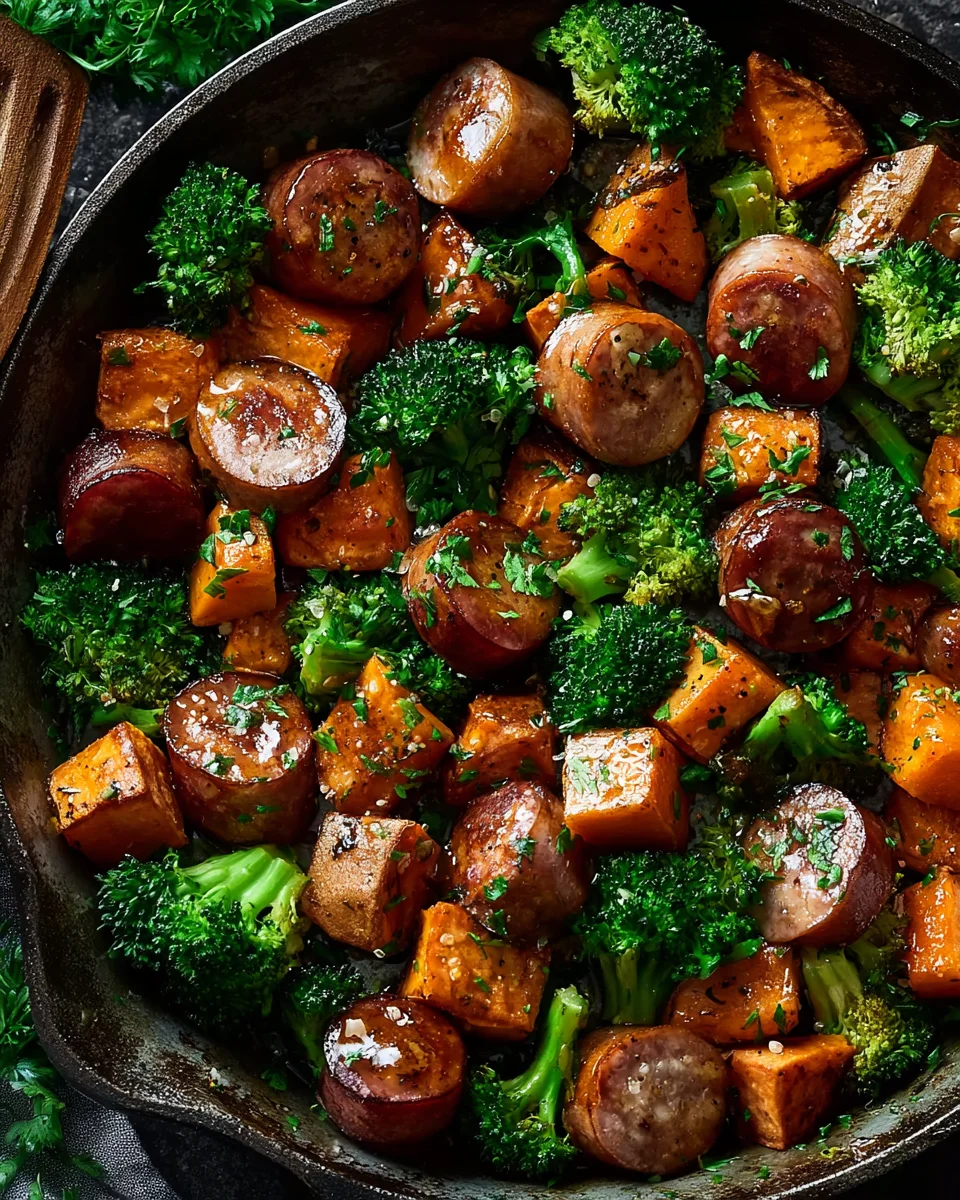 Honey Garlic Sausage and Sweet Potato Sheet Pan Dinner Recipe
