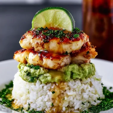 Honey Lime Chicken Avocado Rice Stack Recipe