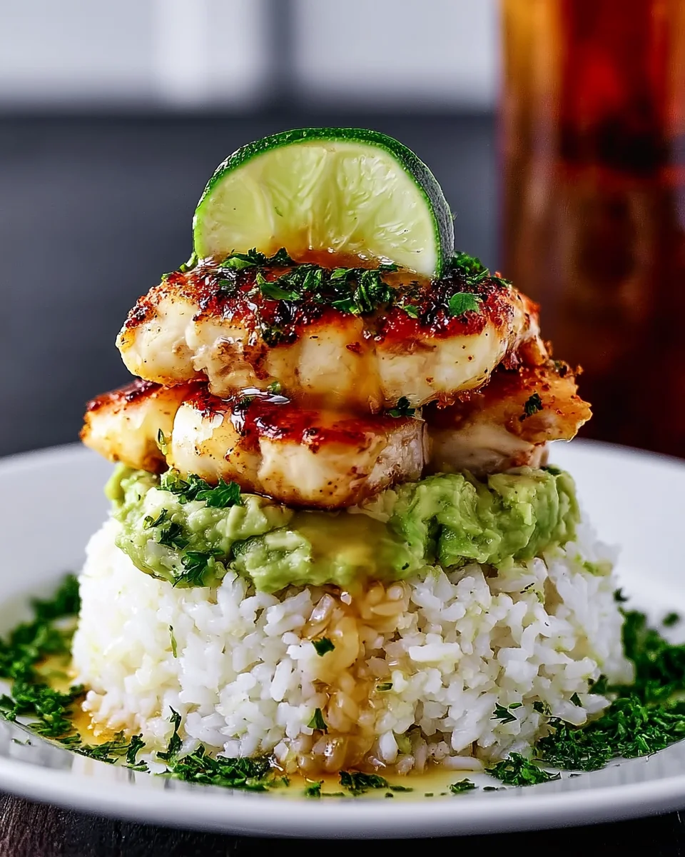 Honey Lime Chicken Avocado Rice Stack Recipe