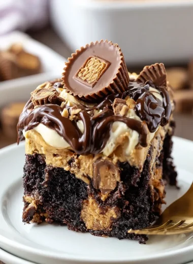 Indulgent Reese's Chocolate Peanut Butter Cup Earthquake Cake Recipe