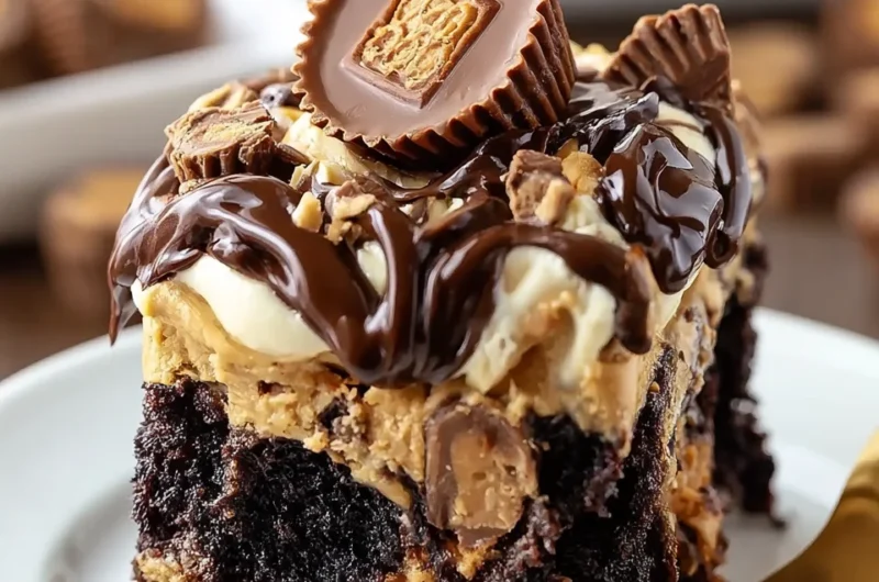 Indulgent Reese's Chocolate Peanut Butter Cup Earthquake Cake Recipe