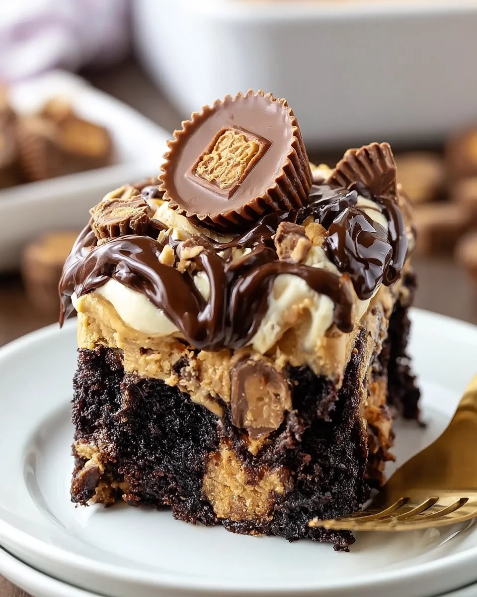 Indulgent Reese’s Chocolate Peanut Butter Cup Earthquake Cake Recipe