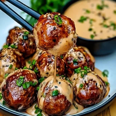 Korean BBQ Meatballs with Spicy Mayo Dip Recipe