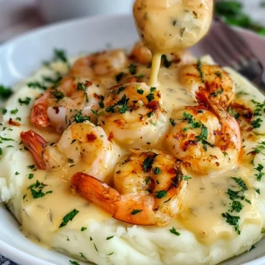 Creamy Garlic Shrimp Over Mashed Potatoes Recipe
