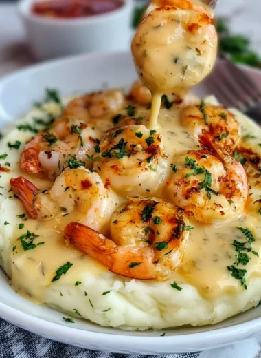 Creamy Garlic Shrimp Over Mashed Potatoes Recipe