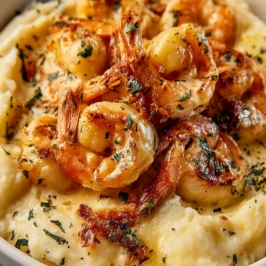 Creamy Garlic Shrimp Over Mashed Potatoes Recipe