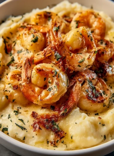Creamy Garlic Shrimp Over Mashed Potatoes Recipe