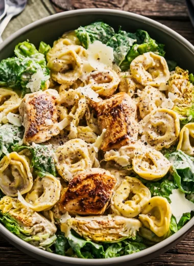 Deliciously Easy Blackstone Chicken Caesar Tortellini Recipe