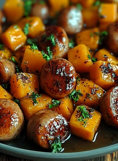 Easy Sausage and Sweet Potatoes with Honey Garlic Sauce Recipe