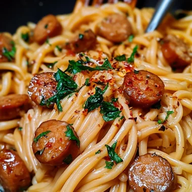 Sticky Honey Garlic Sausage Pasta Skillet Recipe